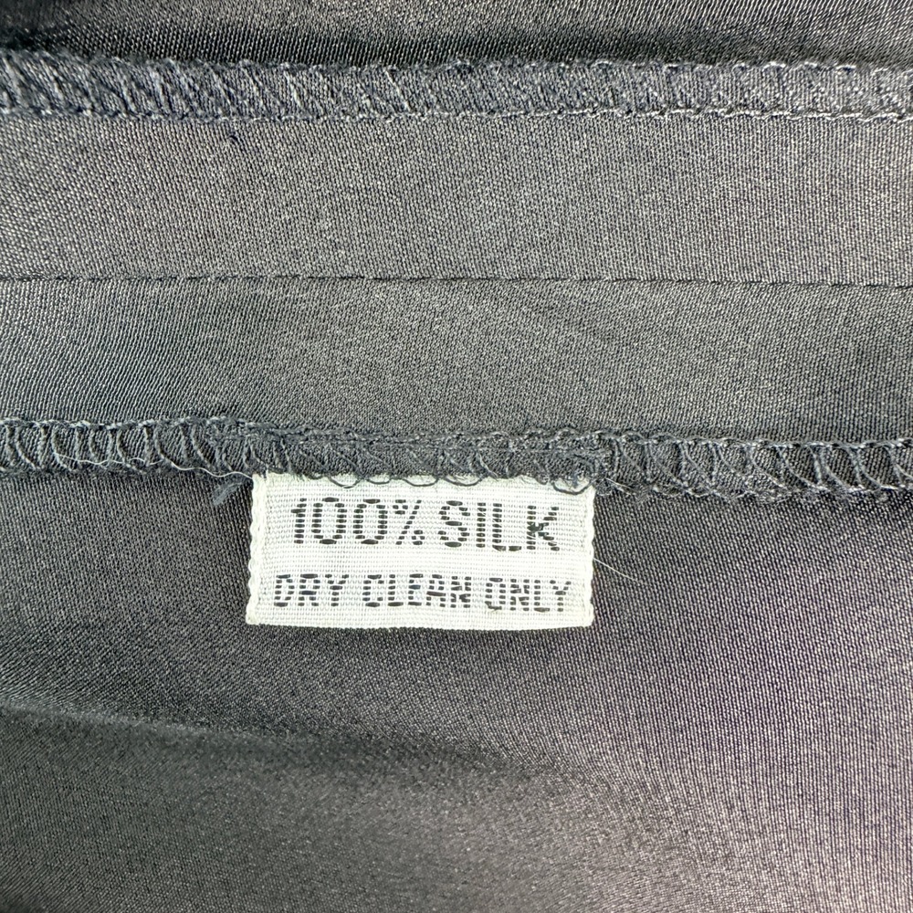 Oleg Cassini Vintage 100% Silk Midi Skirt Black High Waisted Flare Size 6 - Picture 5 of 5